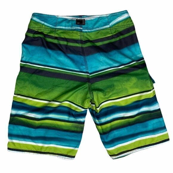 O’Neill Board Shorts Swim Trunks Men’s Size 29 Green Striped Surf Beachwear - Picture 3 of 9